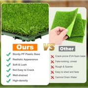 TrumanPick Artificial Grass Interlocking Flooring Decor Indoor Outdoor Fake Grass for Patio Backyard Balcony, 12 x 12