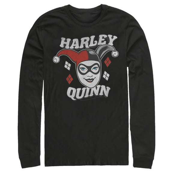 Men's Batman Harley Quinn Smile Face  Long Sleeve Shirt Black X Large