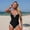 Black, variant on Womens One Piece Swimsuit with Chest Pad Notch Neck Quick-Dry Slim Athletic Beach Swimwear Black Size L