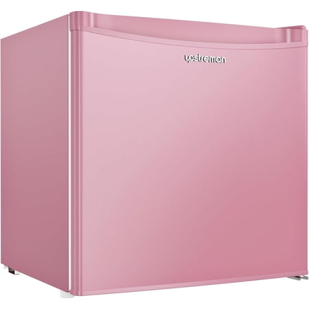 Upstreman 1.7 Cu.ft Mini Fridge with Freezer, Dorm Essentials, Adjustable Thermostat, Energy Saving, Low Noise, Single Door Compact Refrigerator for Dorm, Office, Bedroom, Pink-FR17