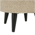 thumbnail image 4 of DecMode Polyester Chevron Textured Stool with Black Wooden Legs, Beige, 4 of 9