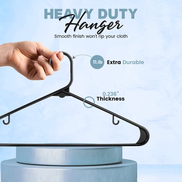 Utopia Home 50-Pack Black Plastic Hangers with Hooks – Durable & Space-Saving