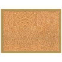 Amanti Art Natural Cork Board Framed Grace Brushed Gold Narrow Bulletin Board 30 in. x 22 in.