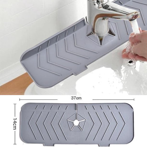 Protector De Borde De Fregadero De Silicona – Antisalpicaduras Para Cocina, Ajustable A Medida (Recortable) 50x18.8 Cm, Negro