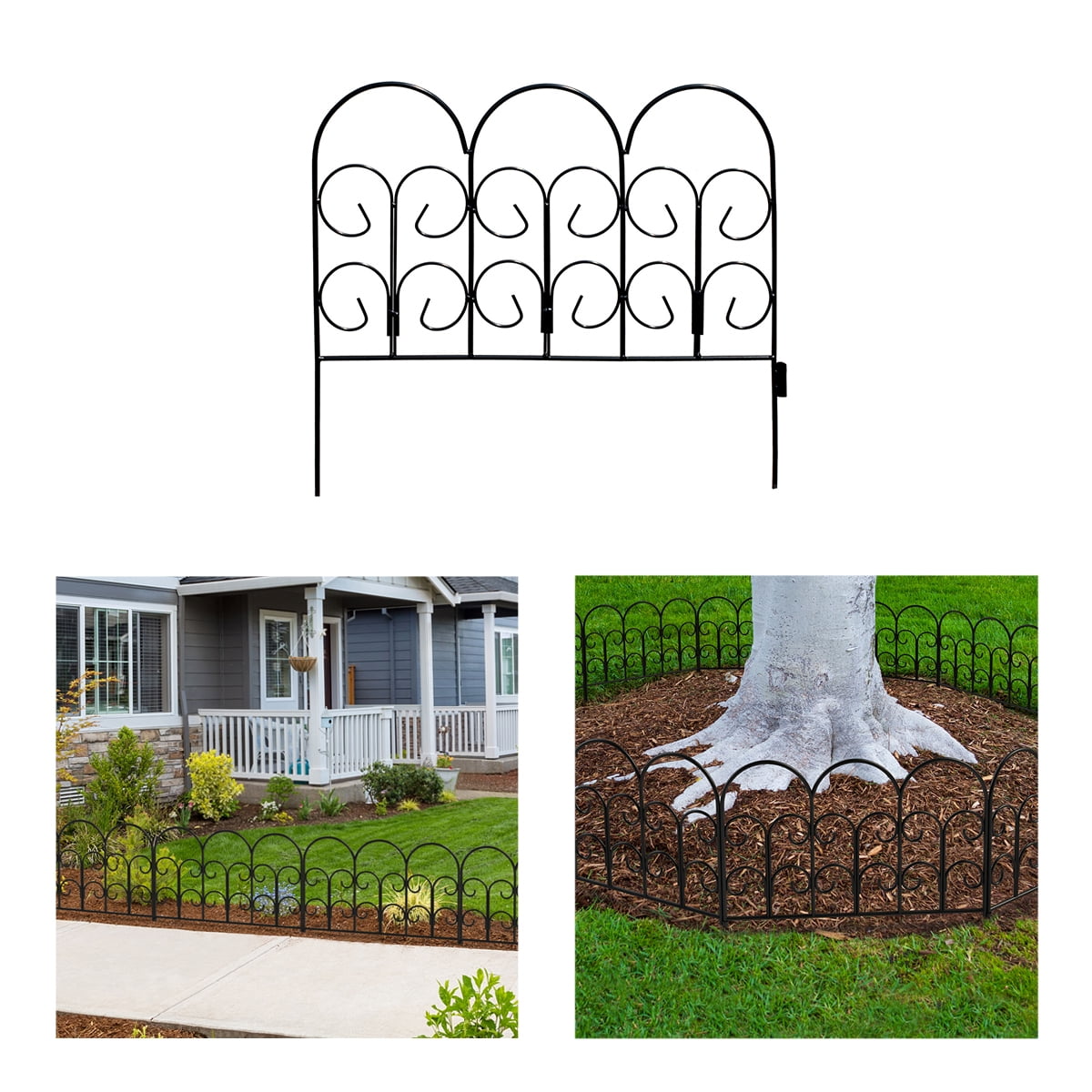 Expert Gardener Iris Black Powder Coated Steel Garden Border 16 inches H x 18 inches W