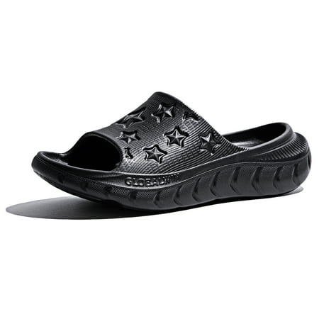 

GLOBALWIN Recovery Slides For Women Ava Sports Sandals With Comfortable Arch Support Indoor Outdoor Cloud Slippers Reduce Stress on Feet Lightweight Black Size 6M