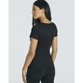 thumbnail image 4 of Real Essentials 4 Pack: Women's Soft Ribbed Knit Split Neck T-Shirt - Casual Office Summer Top (Available In Plus), 4 of 6