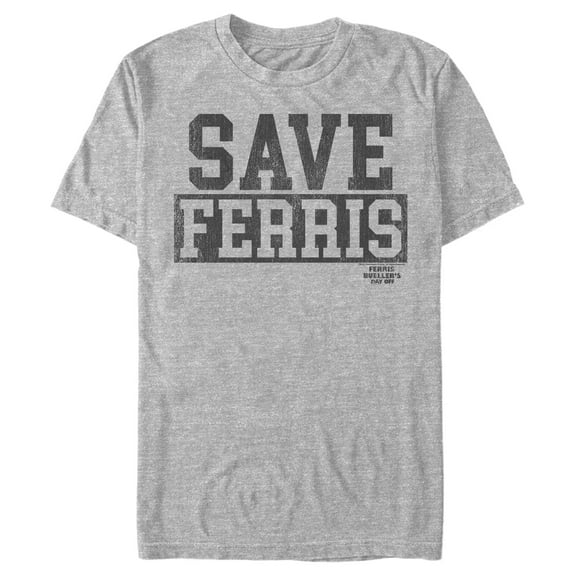 Men's Ferris Bueller's Day Off Distressed Save Text  Graphic Tee Athletic Heather Medium