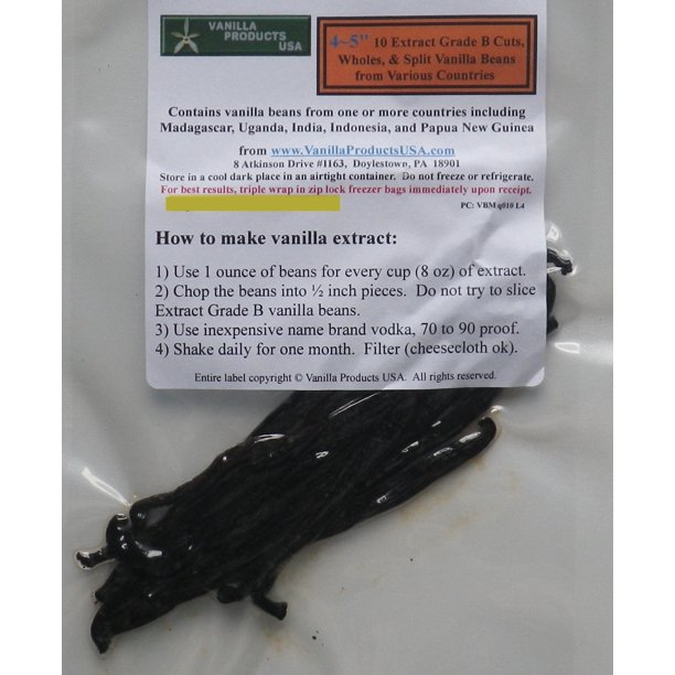 Vanilla Products USA 10 Extract Grade B Vanilla Beans 45 inches