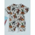 thumbnail image 3 of Musuos Baby Jumpsuit Western Clothes, 3 6 12 18M Summer Short Sleeve Crew Neck Cartoon Print Romper, 3 of 10
