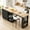 Black, variant on JassmiPkwy 77.8 " Rolling Kitchen Island with Extendable Dining Table, with Wheels, Sided Storage Shelf, Black