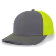 thumbnail image 2 of Pacific Headwear Trucker Snapback Cap 104C Graphite/Neon Yellow/Graphite Os, 2 of 8