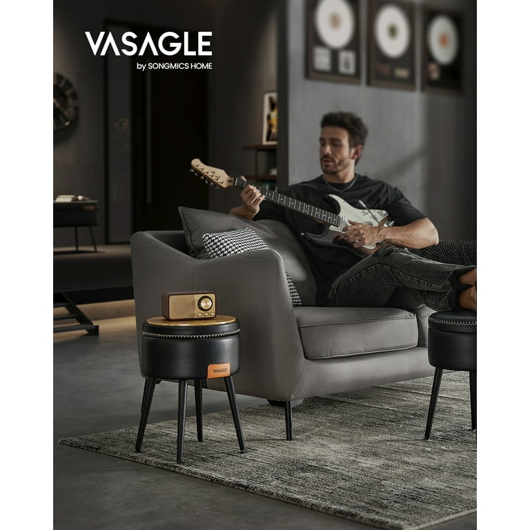 VASAGLE EKHO Collection Storage Ottoman Tray Vanity Stool Chair