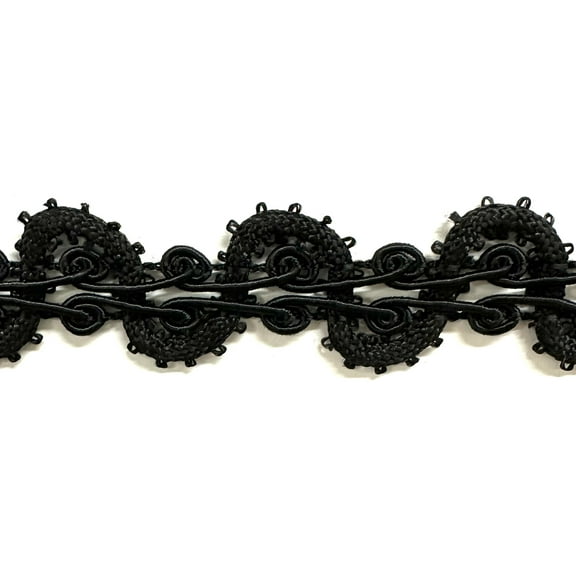 1" Designer Braid Gimp Trim - 10 Yards! - Color: Black