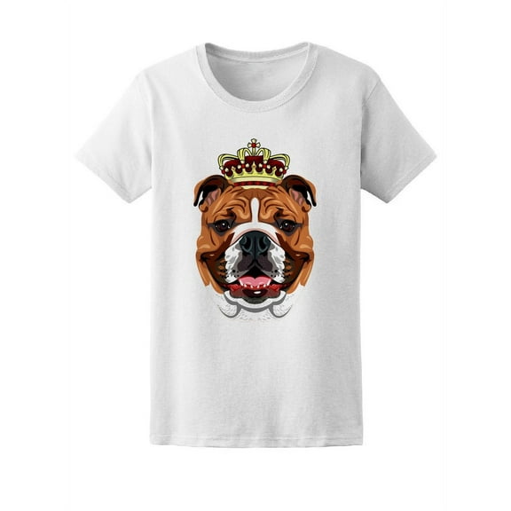 English Bulldog With Crown T-Shirt Women -Image by Shutterstock, Female Large