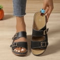 thumbnail image 6 of Hurxie Womens Wedge Sandals Leather, Comfortable Slip On Slides Dressy, Orthopedic Sandals for Women, Open Toe Casua Arch Support Platform ladies Sandal Black 8.5, 6 of 6