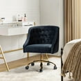 thumbnail image 3 of Luxury Modern Velvet Office Chair Swivel Adjustable Desk Chair with Gold Legs for Office Makeup Vanity Black, 3 of 8