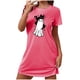 thumbnail image 2 of Camisón corto de talla grande para mujer, camisón de manga corta con estampado de pecho a la moda, camisón para mujer, 2 of 5