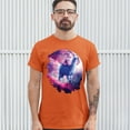 thumbnail image 3 of Tee Hunt Cat Riding a Llama in Space T-shirt Weird Galaxy Moon Creative Men's Tee, Orange, 5X-Large, 3 of 5