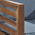 thumbnail image 4 of GDF Studio Emma Outdoor 6 Seater Acacia Wood Sectional Sofa Set, Teak and Blue, 4 of 9