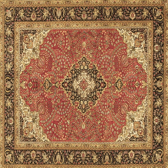Ahgly Company Indoor Square Medallion Brown Traditional Area Rugs, 5' Square