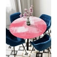 thumbnail image 5 of nqOlkjepod Abstract Pink Round Tablecloth, Fitted Table Cover with Elastic for 55"-60" Round Tables, Modern Graffiti Art Geometric White Paint Table Cloth Dinning Party Waterproof Tablecloths, 5 of 6