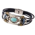thumbnail image 1 of Pulsera vintage de cuero para hombre y mujer 21x6 cm negra, 1 of 2