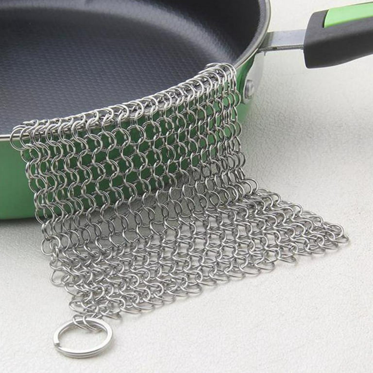 Stainless Steel Cast Iron Cleaner Chain Mail Scrubber Home