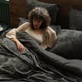 thumbnail image 3 of PHF Truly Velvet Comforter Set Queen Size, 5 Pieces Ultra Soft Luxury Warm Bedding Sets, Bedding Collection Including 1 Cozy Comforter, 2 Pillow Shams, 2 Euro Shams,  Grey, 3 of 6
