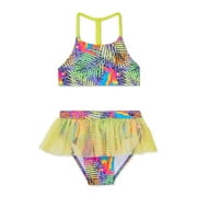 Flapdoodles girls AOP Halter Tutu 2pc Swimsuit, 2T