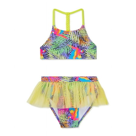 Flapdoodles girls AOP Halter Tutu 2pc Swimsuit, 2T