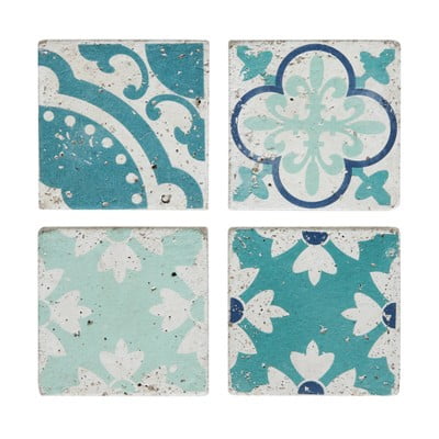 UPC 191009000099 product image for Aqua Blue Cement Tile Coasters (Set of 4 Pieces) | upcitemdb.com