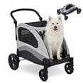 thumbnail image 1 of Extra Large Dog Stroller – Folds Flat, 160 Lbs Capacity Pet Stroller Wagon with 360° Rotating Front Wheels, Adjustable Handle, Ventilated Mesh & Storage Pocket, Easy Clean, 1 of 14