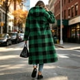 thumbnail image 7 of Hueook Gingham Shacket for Women Plaid Hooded Long Sleeve Button Up Casual Flannel Trench Coat Army Green 3X, 7 of 7