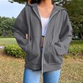 thumbnail image 2 of Women Zip Up Hoodie Long Sleeve Lightweight Sweatshirt Fall 2025 Loose Fit Y2K Casual Workout Jacket with Pockets, 2 of 6