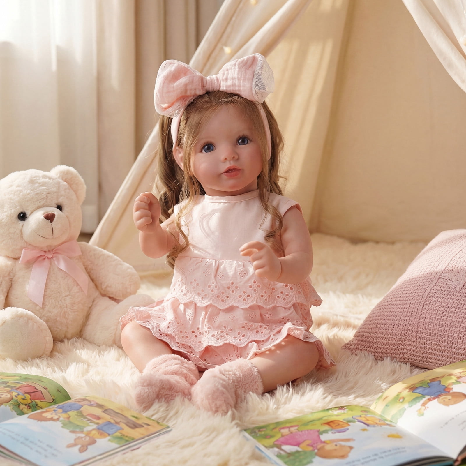 RSG Lifelike Reborn Baby Dolls - 20 Inch Baby Dolls Blond Girl Handmade Real Life Baby Dolls with Clothes for Kids Age 3+