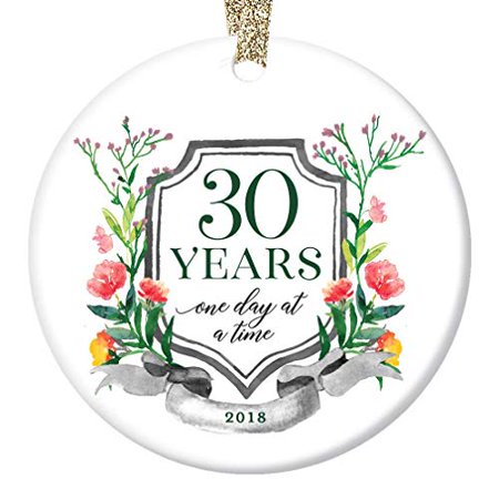 30 Years Sobriety 2019 Christmas Ornament Family or Friend Recovery Ceramic Celebrates Thirtieth Anniversary Clean Sober Rehab Porcelain Keepsake 3