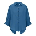 thumbnail image 7 of Beach Vacation Clothes for Women, Women Blouses, Women's Casual Summer Shirt Elegant Fashionable Top Long Sleeve V Neck Loose Button-Up Shirt with Belted Waist for Versatile Styling and Comfort, 7 of 7