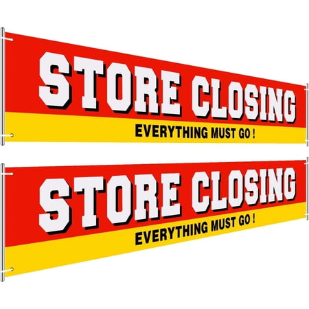SILKBUT 2 Pack Large Store Closing Sign Banner Everything Must Go Advertising Banner Going out of Business Sign Store Closing Flag