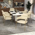 thumbnail image 4 of LeisureMod Dining Chair Upholstered in Velvet Ergonomic Padded Open-Back and Side with Stainless Steel Legs Axis Collection in Beige, 4 of 12