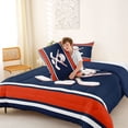 thumbnail image 4 of Castle Fairy Hockey Print Full Size Comforter Sets 3-Piece, Sport Theme Stripes Bedding Comforter Set, Red White Blue,Navy Blue Reversible,1 Comforter and 2 Pillowcases, 4 of 6