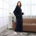 thumbnail image 2 of Bata de baño larga de felpa con cremallera para mujer, suave y esponjosa, ideal para dormir, 2 of 5