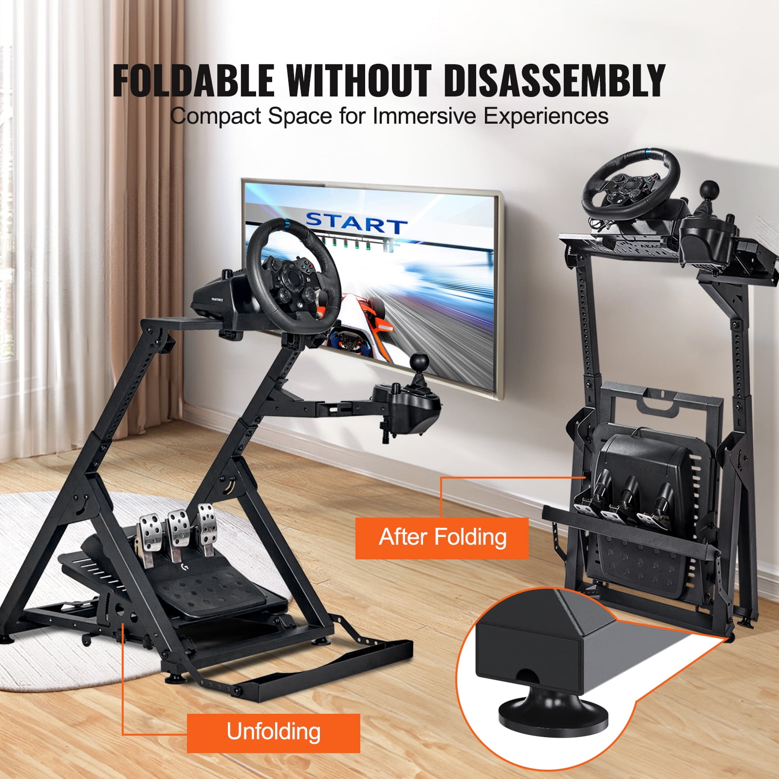 VEVOR Racing Steering Wheel Stand Height Adjustable Portable Fit for Mainstream Brands