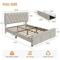 thumbnail image 3 of Gaderth Full Size Bed Frame,Upholstered Platform Bed Frame Full With Storage Drawers,Mattress Foundation With Wooden Slats Support,No Box Spring Needed, 3 of 7
