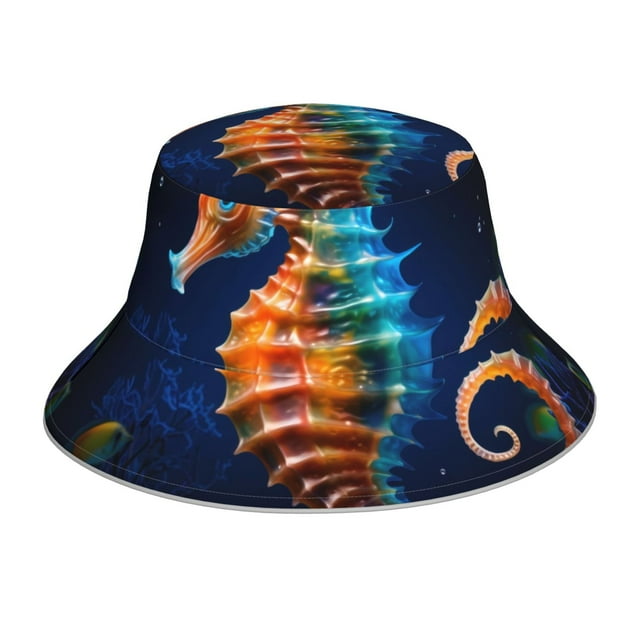 Balery Yellow Fish Seahorse Sombreros para el sol para hombre y mujer, sombrero de pescador con UPF 50+