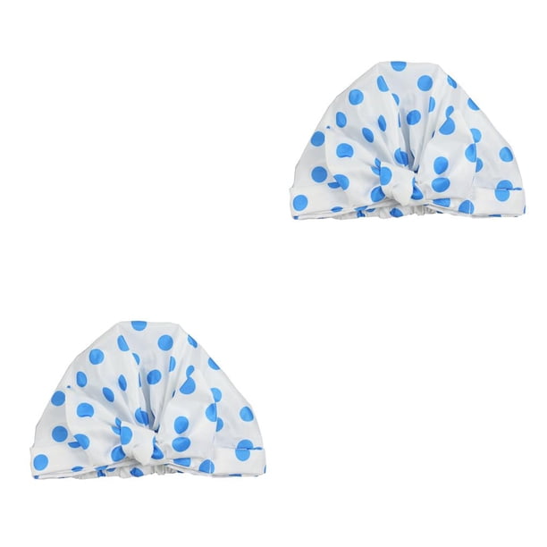 Bearachild Gorros de ducha Estampado de flores Impermeable Elástico Hem Beanie Baño Gorro ajustable Gorro universal Mujeres Niñas Spa Blue dot punto azul 2piezas Bearachild CBP389120