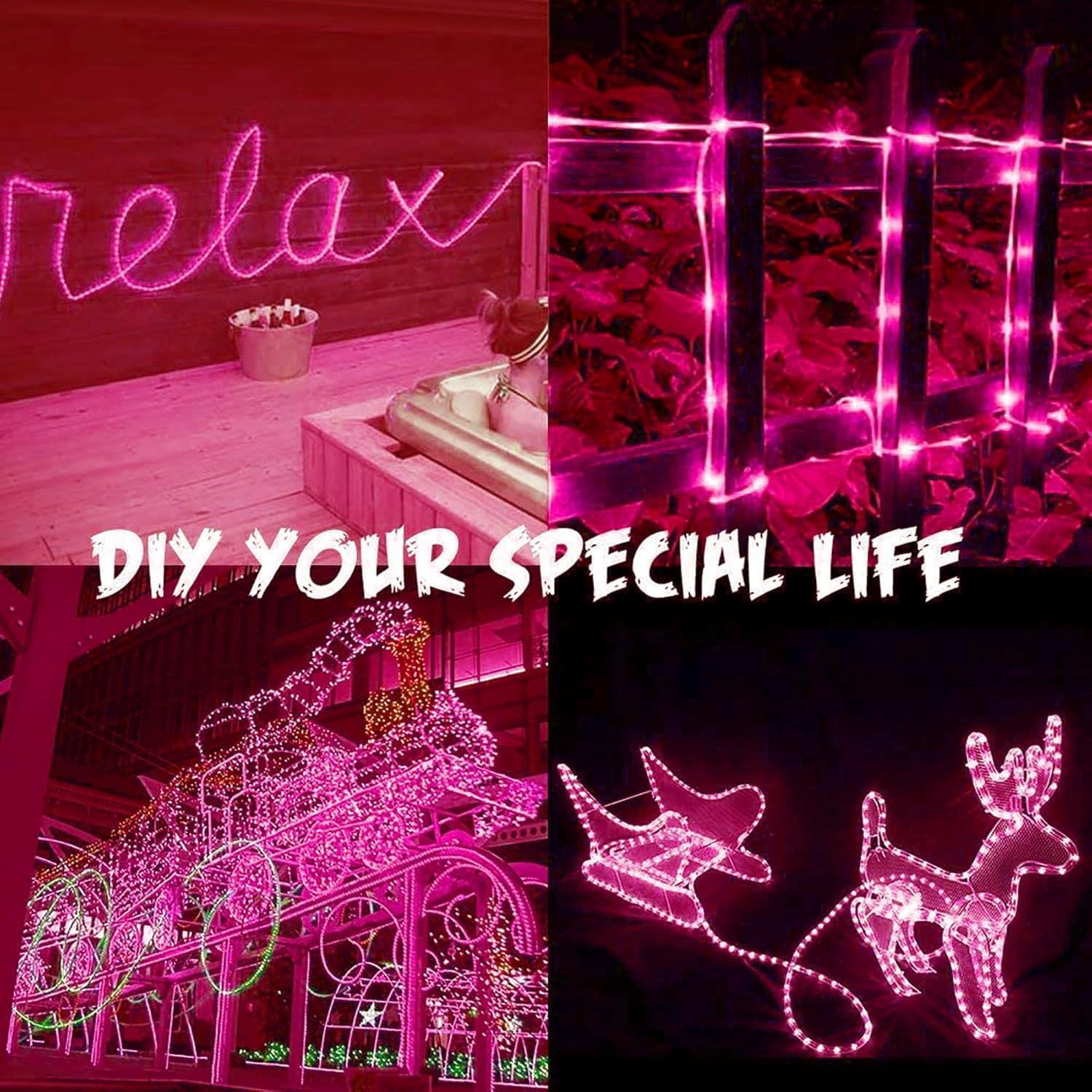Rope String Lights, Waterproof 8 Mode/Battery Christmas Lights,String Lights Outdoor Indoor for Trampoline Camping Canopy Tent Deck Decor