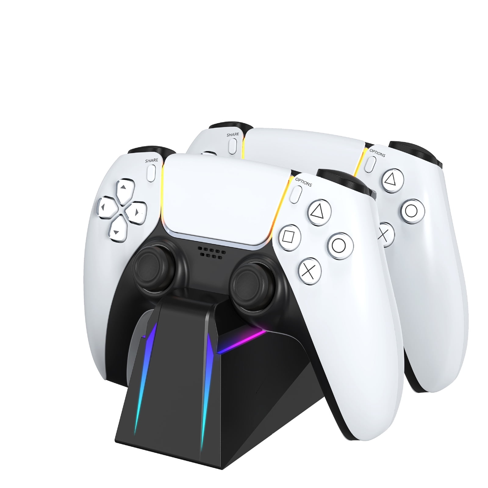 PS5 Controller Charger Station with RGB Lighting, DualSense & Edge Compatible Fast Charging Dock, Docking Stand for PlayStation 5 Wireless Controllers, PS5 Accessories