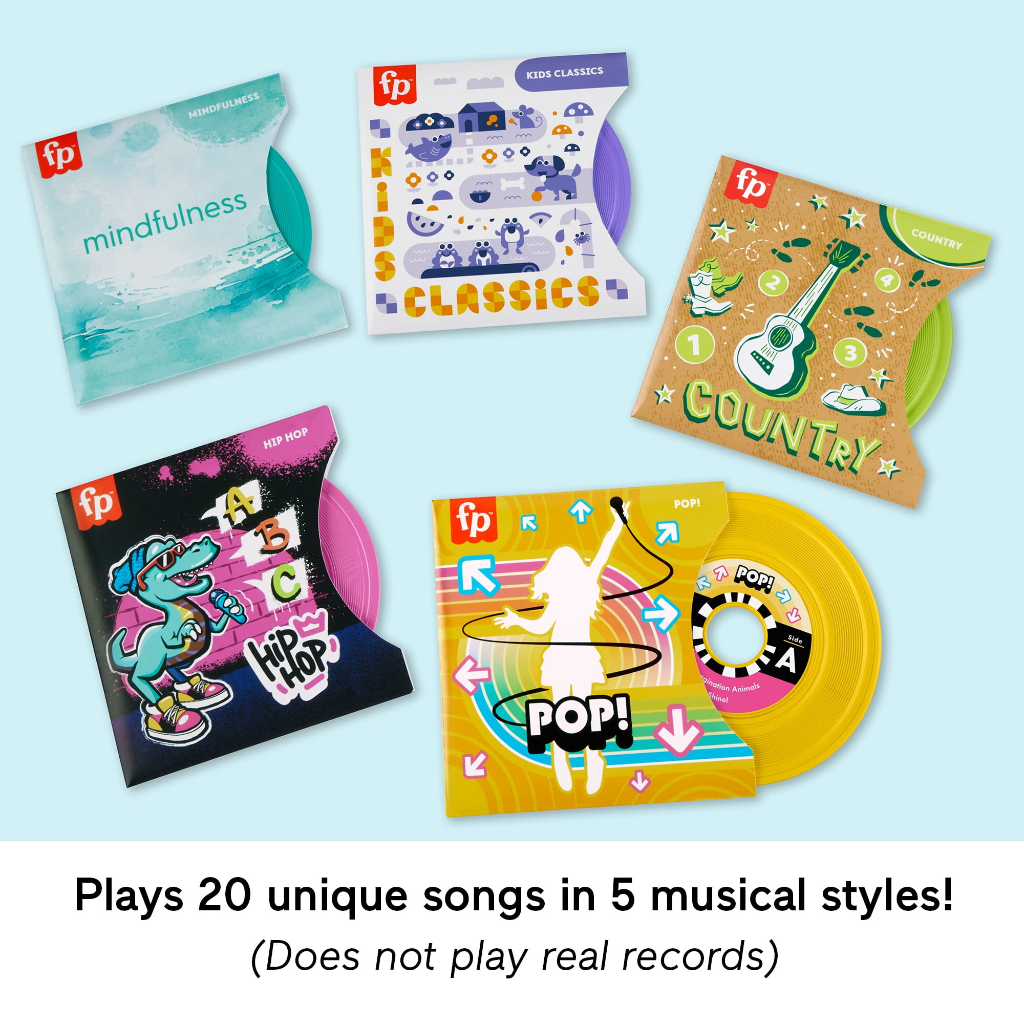 FisherPrice Rockin’ Record Player Musical Toy with Turntable & 5 Records for Toddler Pretend Play  (图5)