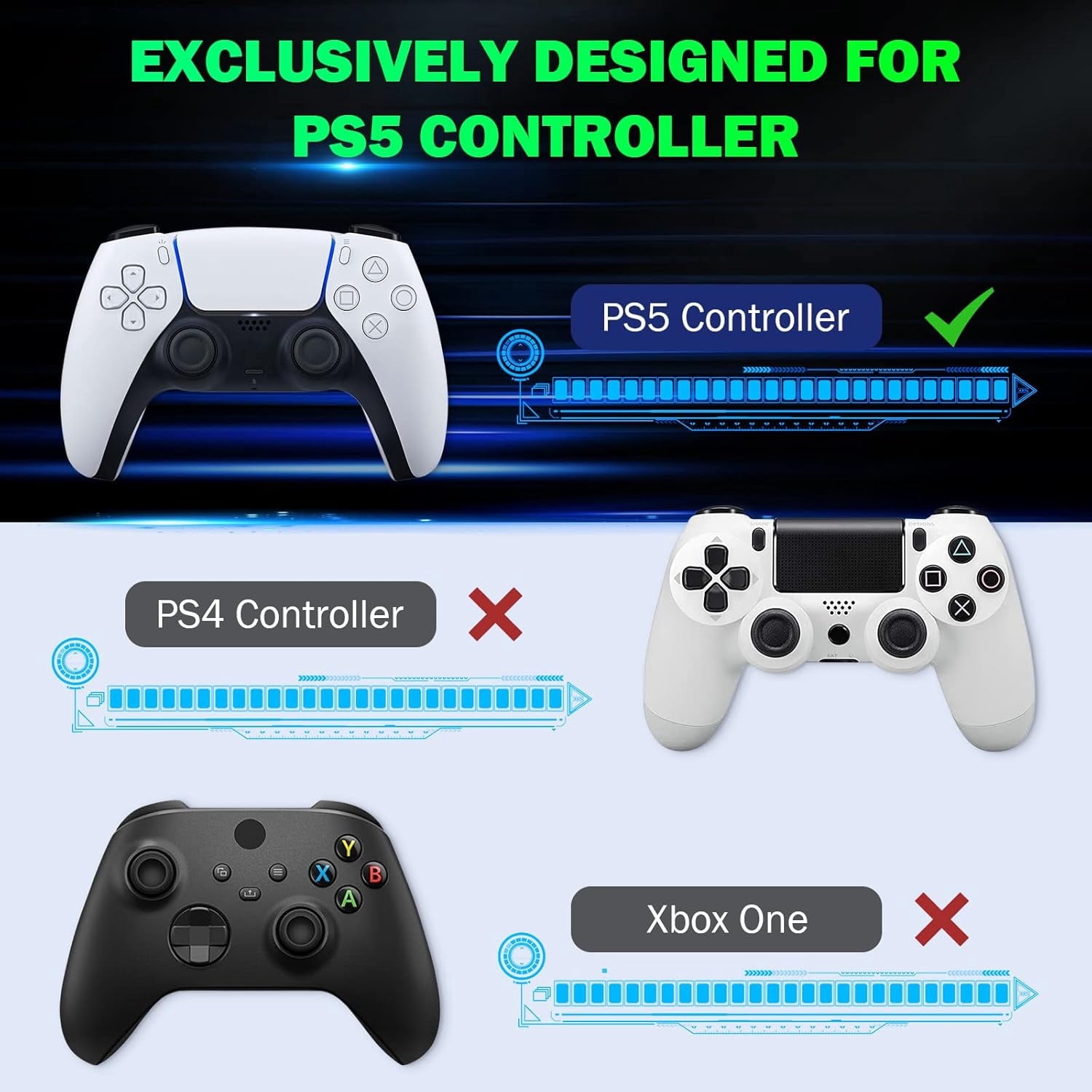 Bluetooth 3.0 Wireless Keyboard With Green Backlight for PS5 Controller,Mini Portable Gamepad Chatpad with Built-in Speaker&3.5MM Audio Jack, Voice Chat Board for Messaging&Gaming Live Chat,Black